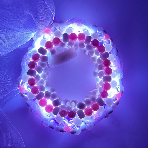 LASR Lavender Luminous Light Up Ribbon Rave Kandi Bracelet - Picture 2 of 4
